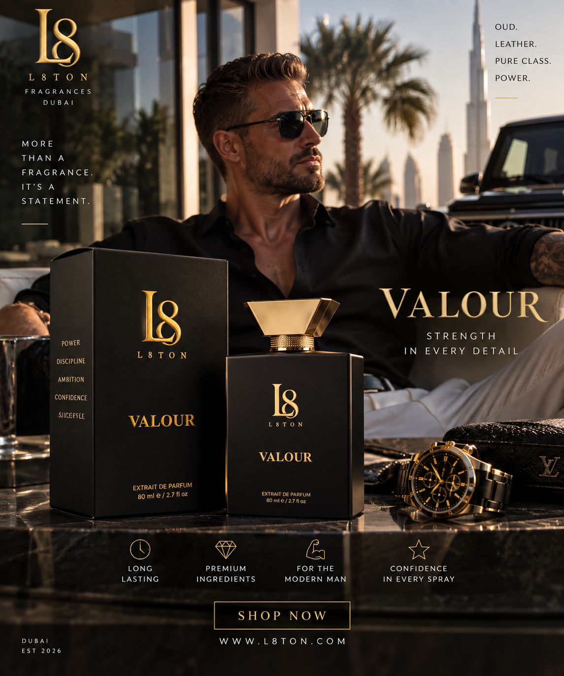 Best Mens Fragrances - Long Lasting Extrait de Parfum VALOUR by L8TON
