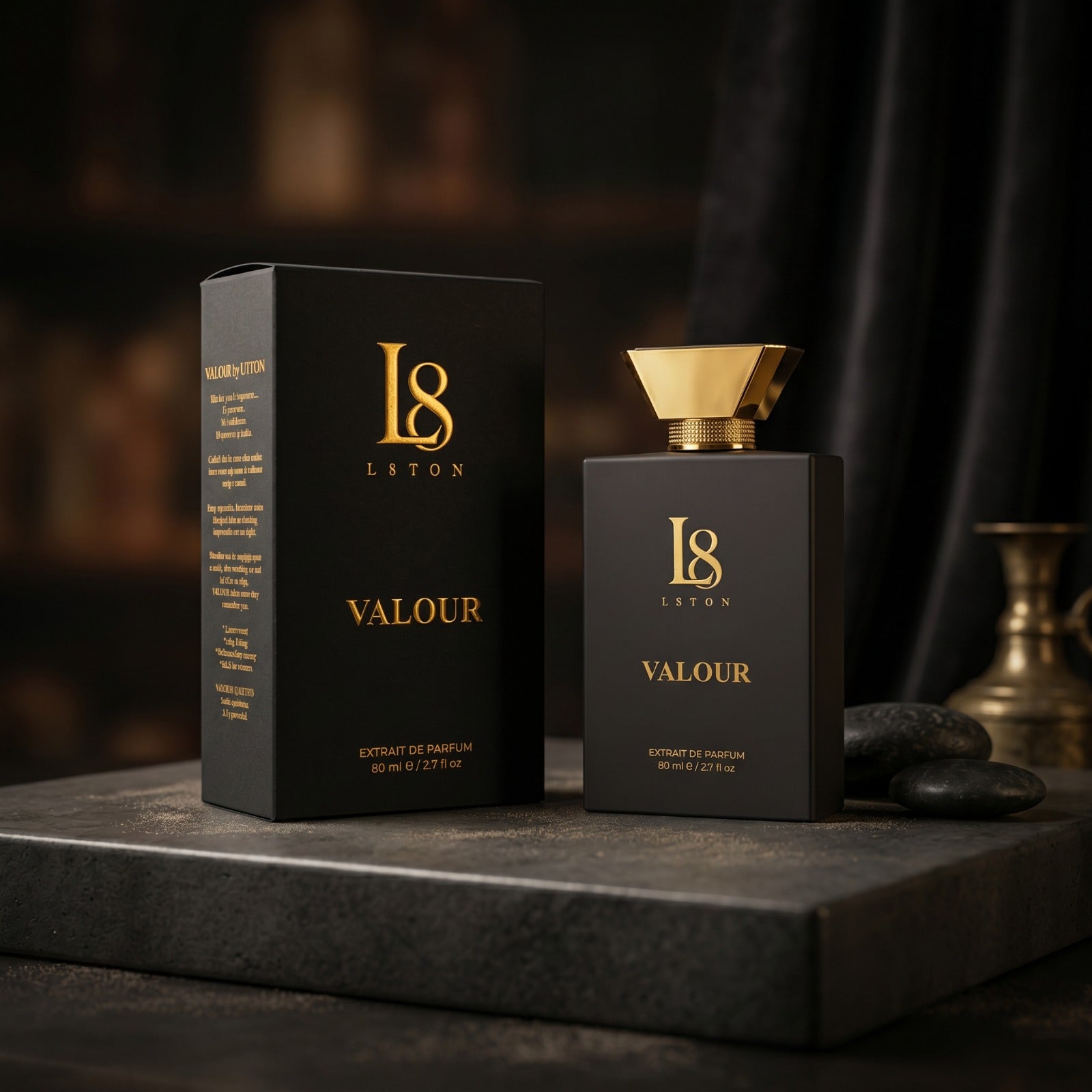 VALOUR By L8TON. Pure Class, Power, Confidence and Success. Fragrance 530 AED  80ml Luxury Extrait de Parfum concentration. Premium French fragrance oils.