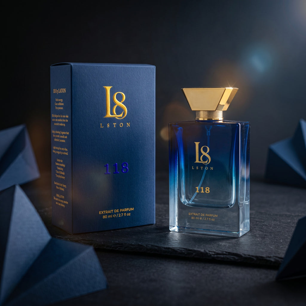 118 By L8TON. Fresh Energetic Everyday Confidence and Pure Class. Fragrance 530 AED  80ml Extrait de Parfum concentration. Premium French fragrance oils.